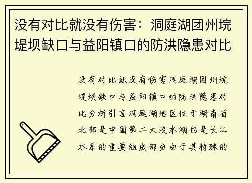 没有对比就没有伤害：洞庭湖团州垸堤坝缺口与益阳镇口的防洪隐患对比分析