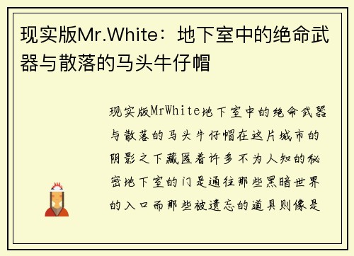 现实版Mr.White：地下室中的绝命武器与散落的马头牛仔帽